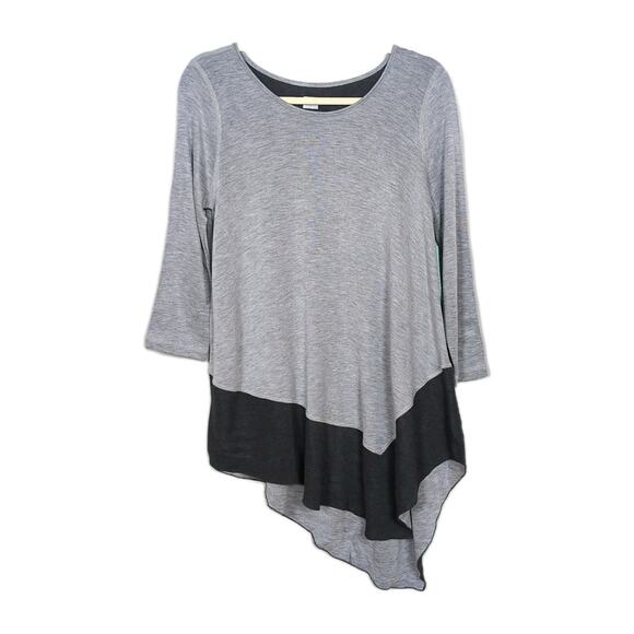 THREE DOTS Stitch Fix Light Grey Caren Reversible Knit Top Asymmetric Women's XS - Picture 1 of 6